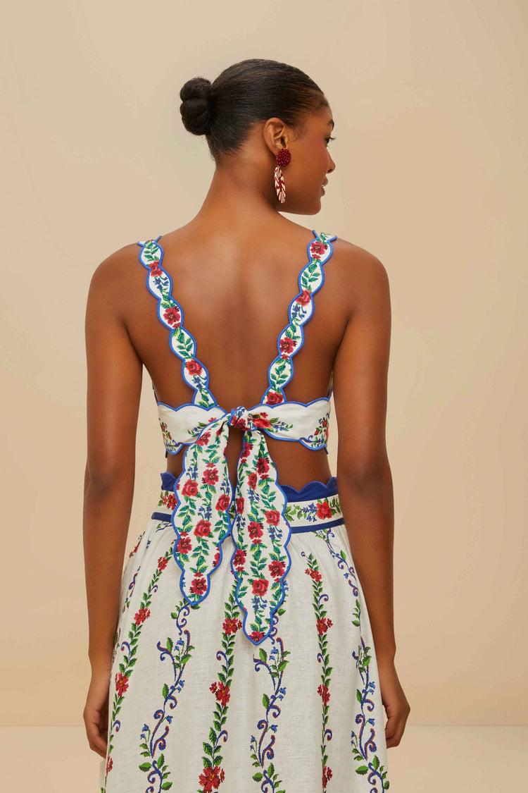 Farm Rio Off-white Flower Tapestry Euroflax™ Premium Linen Top FLOWER TAPESTRY OFF-WHITE