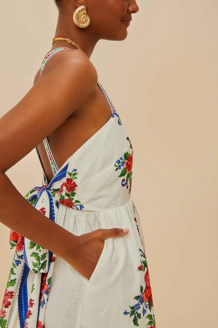 Farm Rio Off-white Flower Tapestry Lenzing™ Ecovero™ Euroflax™ Maxi Dress FLOWER TAPESTRY OFF-WHITE