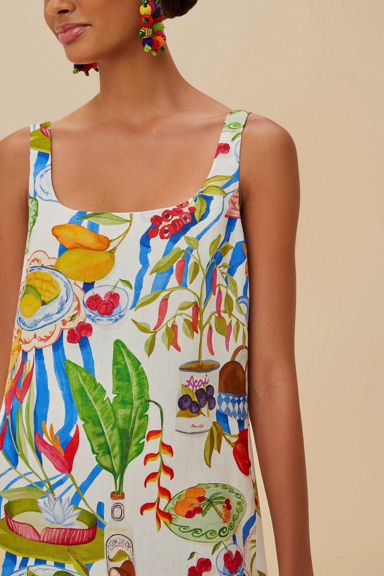 Farm Rio Off-white Fresh Table Euroflax™ Premium Linen Mini Dress FRESH TABLE OFF-WHITE