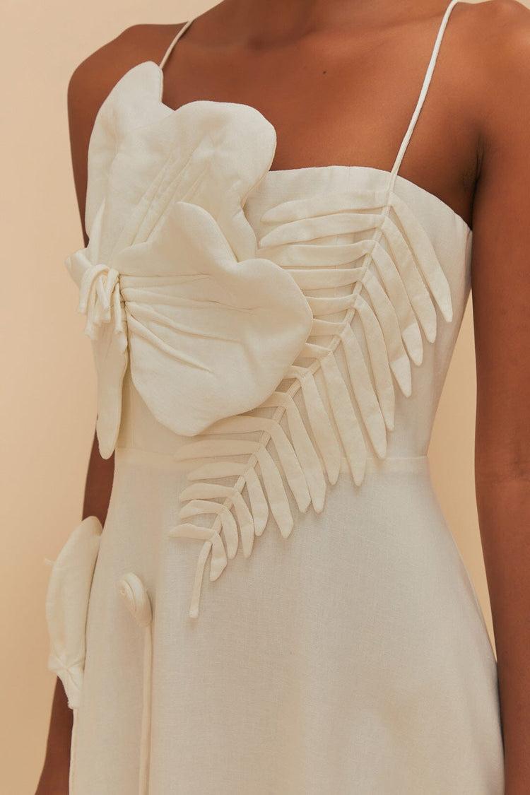 Farm Rio Off-white Garden Lenzing™ Ecovero™ Euroflax™ Midi Dress OFF-WHITE