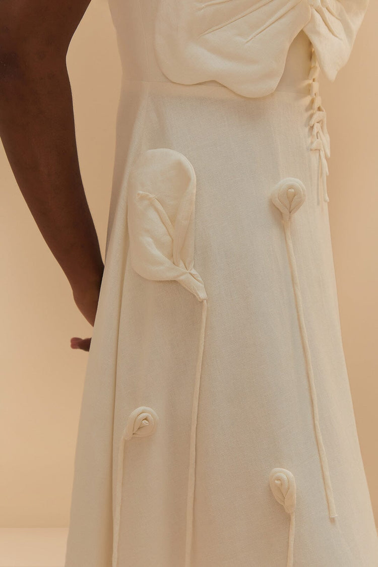 Farm Rio Off-white Garden Lenzing™ Ecovero™ Euroflax™ Midi Dress OFF-WHITE