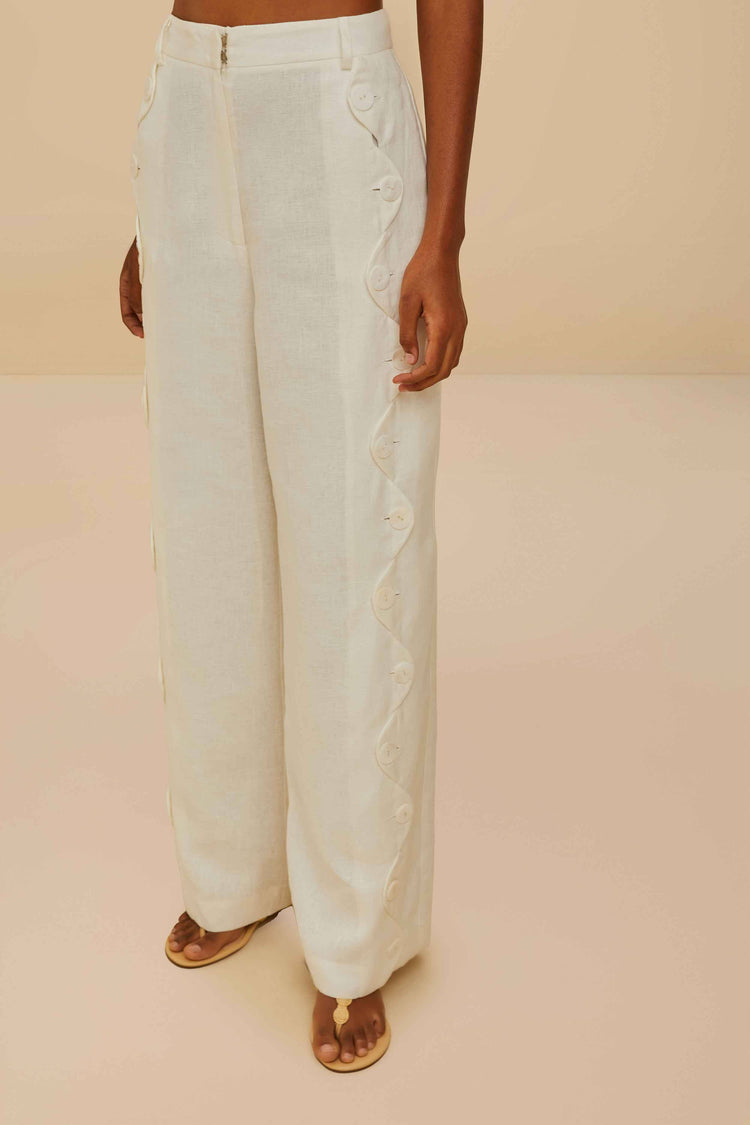 Farm Rio Off-white High Waisted Euroflax™ Premium Linen Pants OFF-WHITE