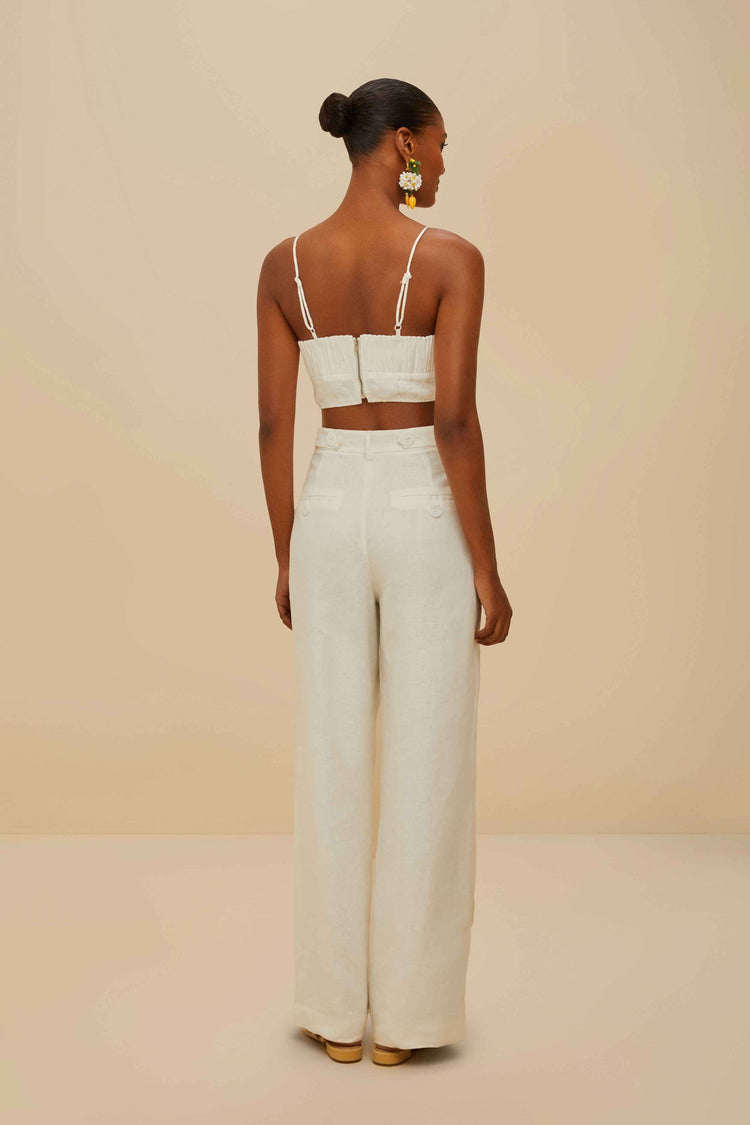 Farm Rio Off-white High Waisted Euroflax™ Premium Linen Pants OFF-WHITE