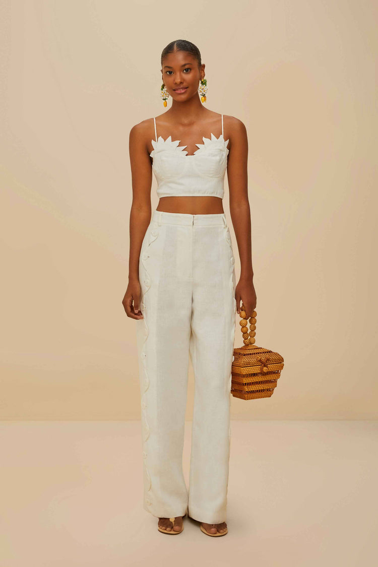 farm rio off-white high waisted euroflax™ premium linen pants OFF-WHITE