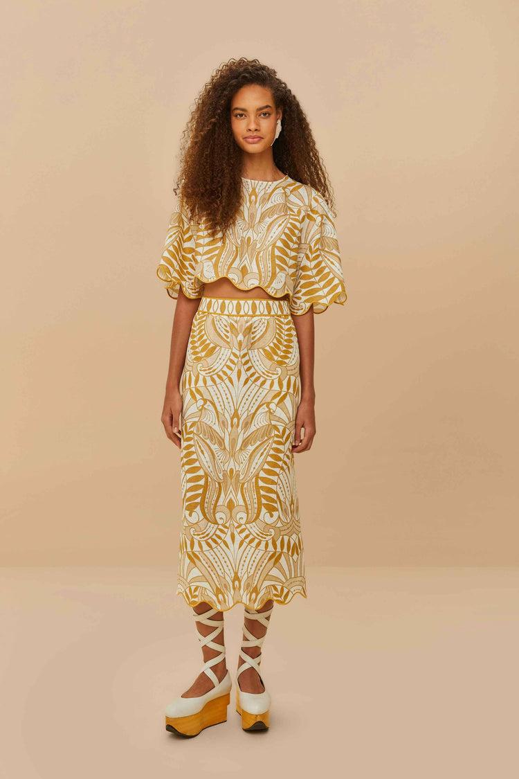 Farm Rio Off-white Lace Nature Euroflax™ Premium Linen Blouse OFF-WHITE