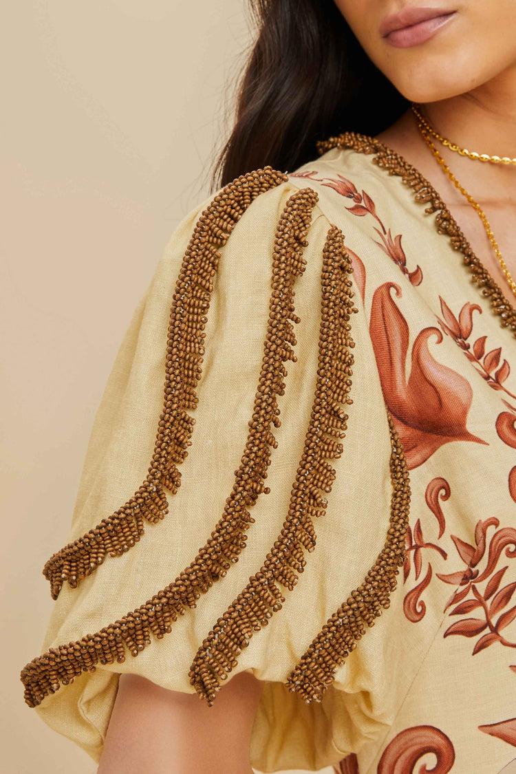 Farm Rio Off-white Milani Euroflax™ Premium Linen Maxi Dress MILANI OFF-WHITE