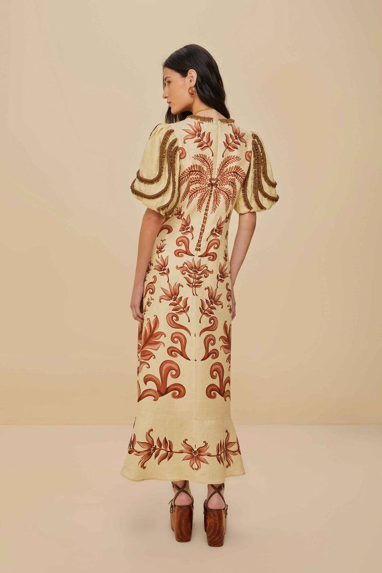 Farm Rio Off-white Milani Euroflax™ Premium Linen Maxi Dress MILANI OFF-WHITE