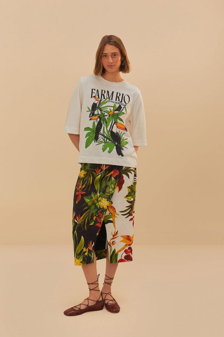 Farm Rio Off-white Nature Lovers Toucans T-shirt OFF-WHITE