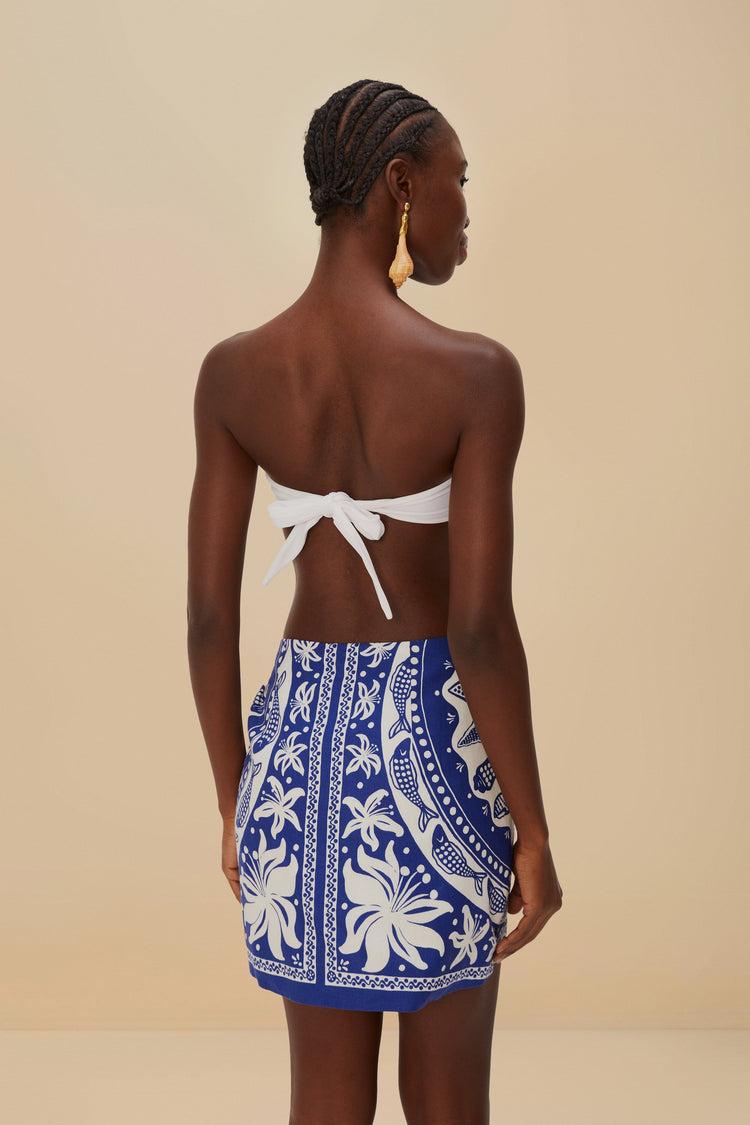 Farm Rio Off-white Ocean Scarf Lenzing™ Ecovero™ Euroflax™ Mini Skirt OCEAN SCARF BLUE