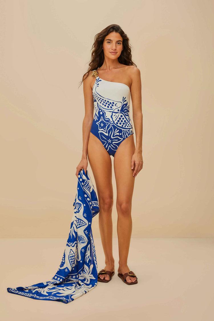 farm rio off-white ocean scarf sarong OCEAN SCARF BLUE