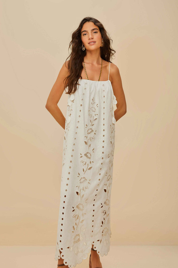 Farm Rio Off-white Richelieu Lenzing™ Ecovero™ Euroflax™ Maxi Dress OFF-WHITE