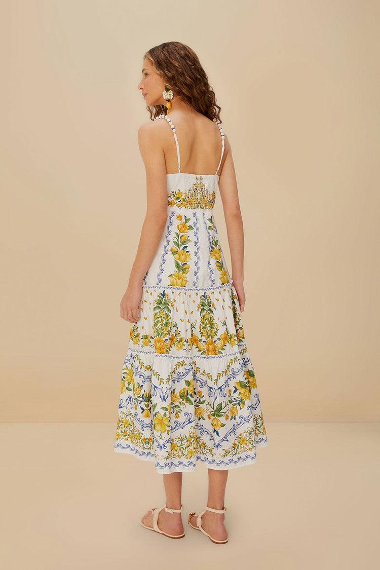 Farm Rio Off-white Sicily Organic Cotton Midi Dress SICILY OFF-WHITE