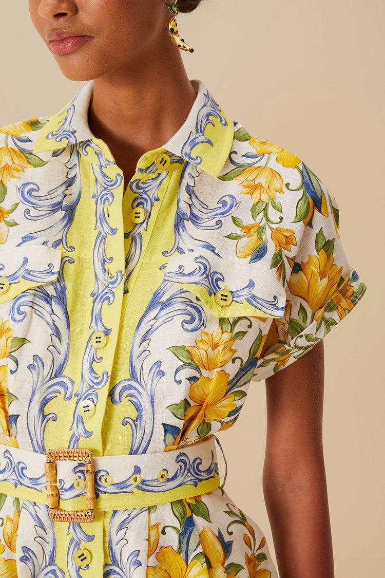 Farm Rio Off-white Sicily Scarf Euroflax™ Premium Linen Romper SICILY SCARF OFF-WHITE