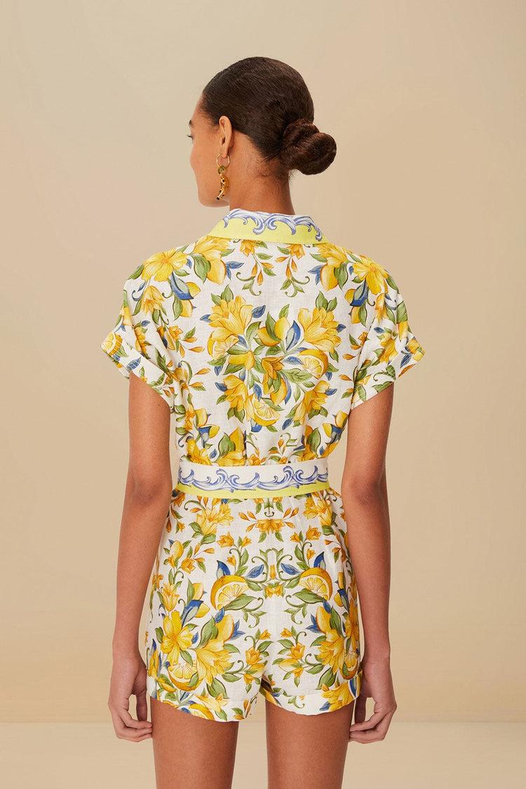 Farm Rio Off-white Sicily Scarf Euroflax™ Premium Linen Romper SICILY SCARF OFF-WHITE