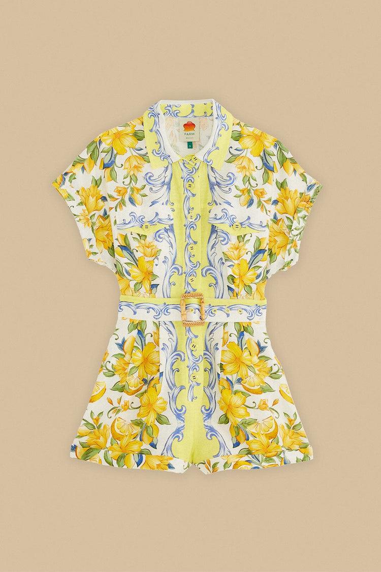 Farm Rio Off-white Sicily Scarf Euroflax™ Premium Linen Romper SICILY SCARF OFF-WHITE