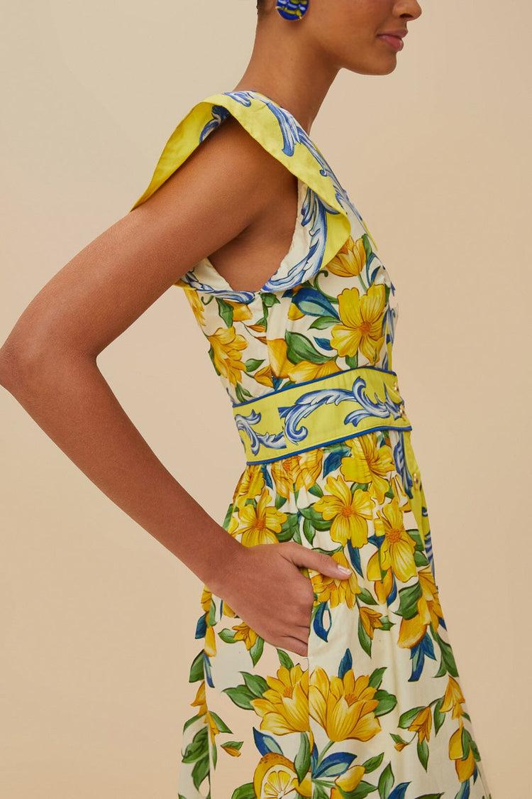 Farm Rio Off-white Sicily Scarf Organic Cotton Maxi Dress SICILY SCARF OFF-WHITE