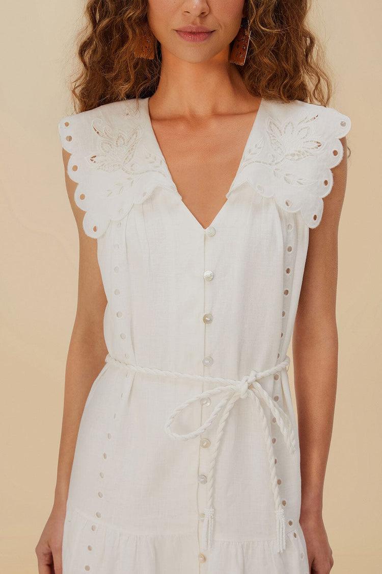 Farm Rio Off-white Sleeveless Euroflax™ Premium Linen Maxi Dress OFF-WHITE