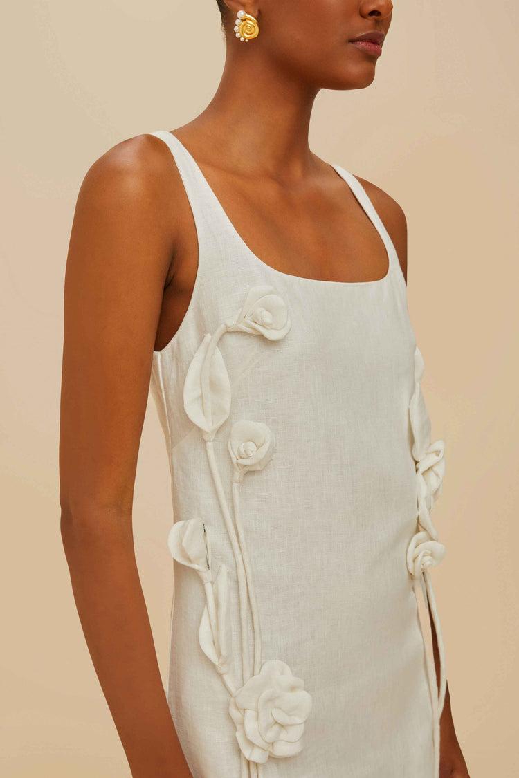 Farm Rio Off-white Sleeveless Euroflax™ Premium Linen Mini Dress OFF-WHITE