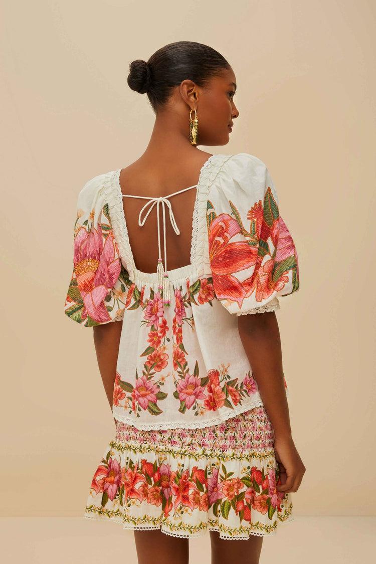 Farm Rio Off-white Summer Fruit Blouse SUMMER FRUIT OFF-WHITE