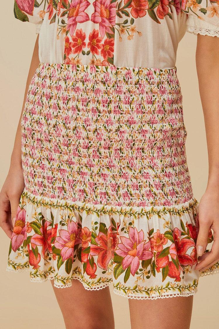 Farm Rio Off-white Summer Fruit Mini Skirt SUMMER FRUIT OFF-WHITE