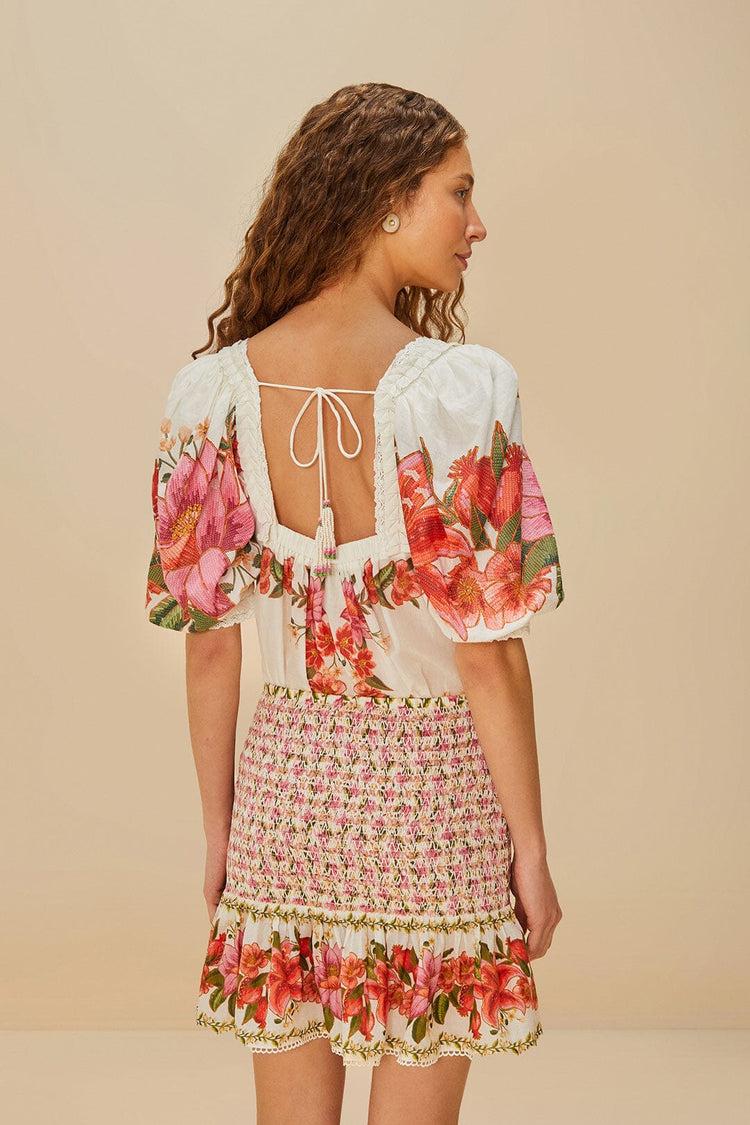 Farm Rio Off-white Summer Fruit Mini Skirt SUMMER FRUIT OFF-WHITE