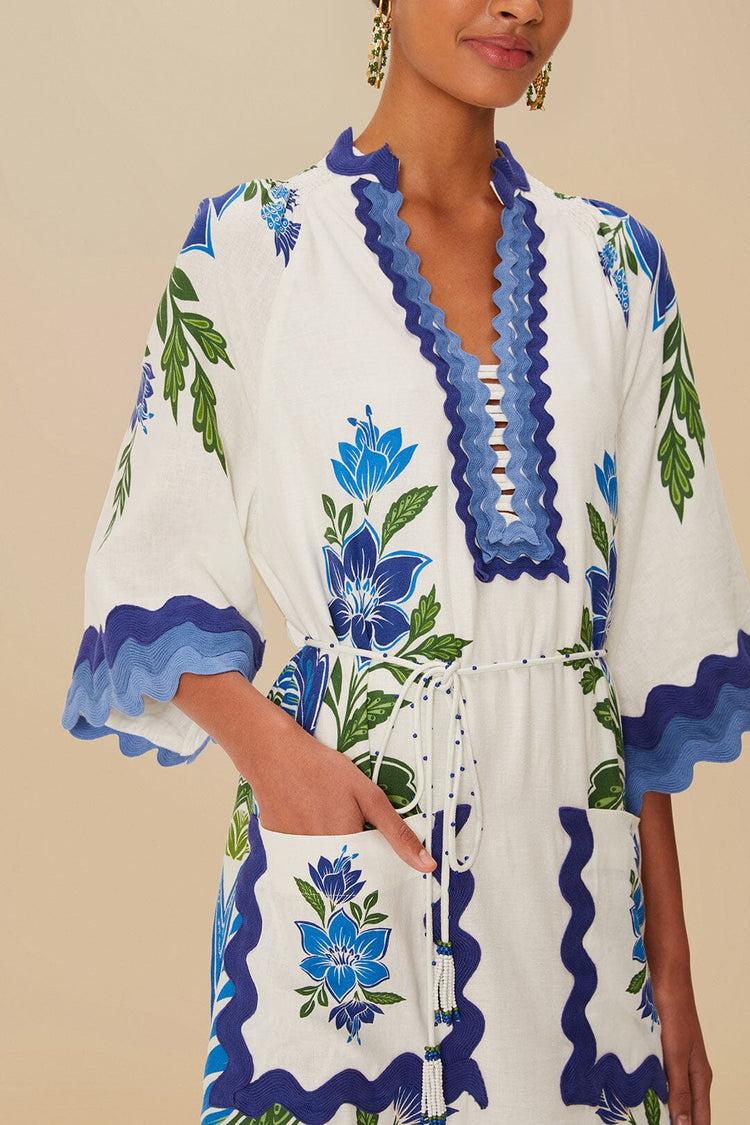 Farm Rio Off-white Tropicance Tunic Lenzing™ Ecovero™ Euroflax™ Midi Dress TROPICANCE OFF-WHITE