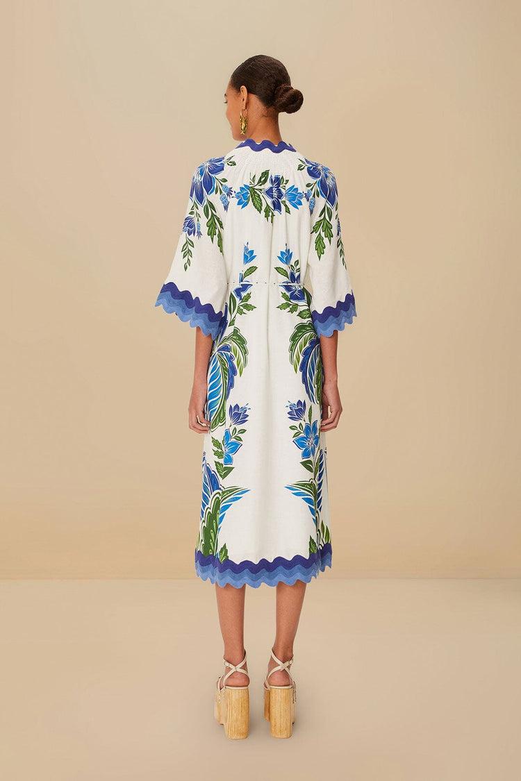 Farm Rio Off-white Tropicance Tunic Lenzing™ Ecovero™ Euroflax™ Midi Dress TROPICANCE OFF-WHITE