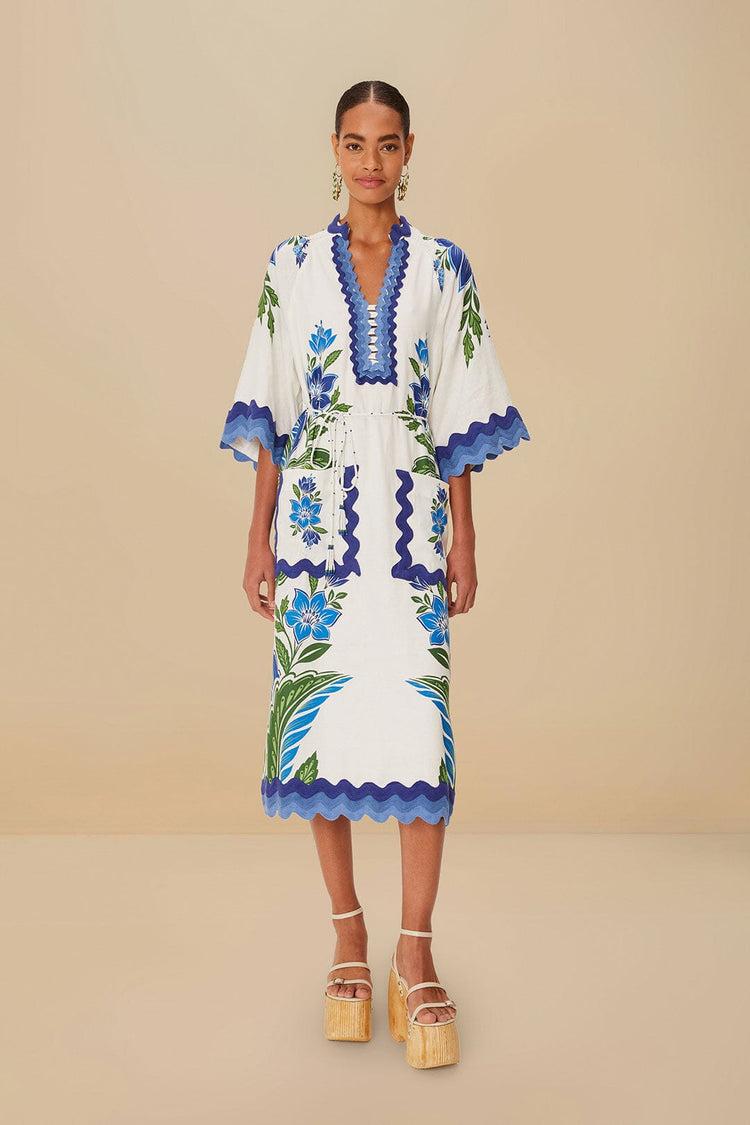 farm rio off-white tropicance tunic lenzing™ ecovero™ euroflax™ midi dress TROPICANCE OFF-WHITE