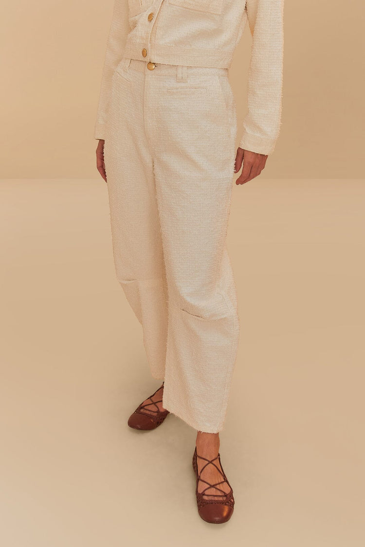 Farm Rio Off-white Twill Laser Carpenter Pants OFF-WHITE