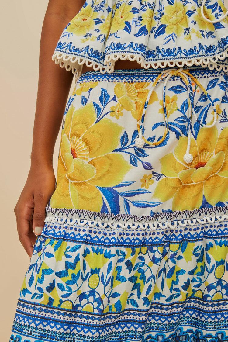 Farm Rio Off-white Zuli Low Rise Maxi Skirt ZULI OFF-WHITE