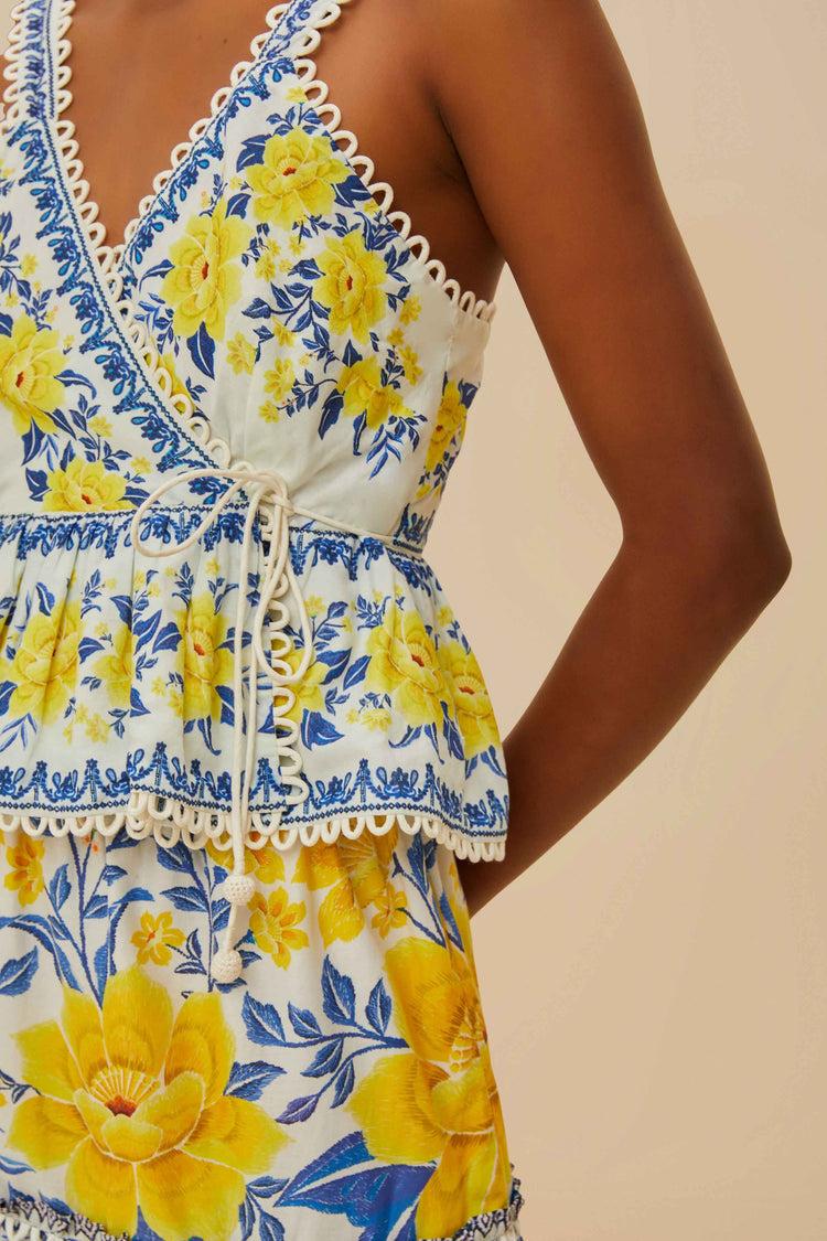 Farm Rio Off-white Zuli Sleeveless Blouse ZULI OFF-WHITE