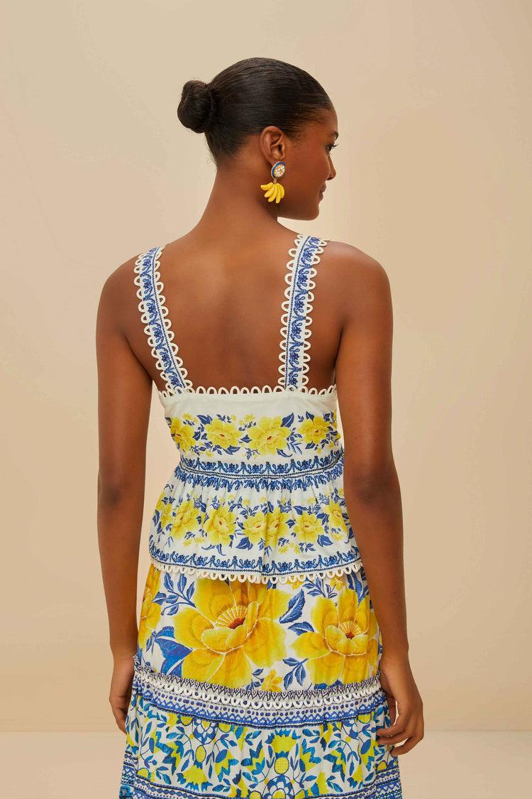 Farm Rio Off-white Zuli Sleeveless Blouse ZULI OFF-WHITE