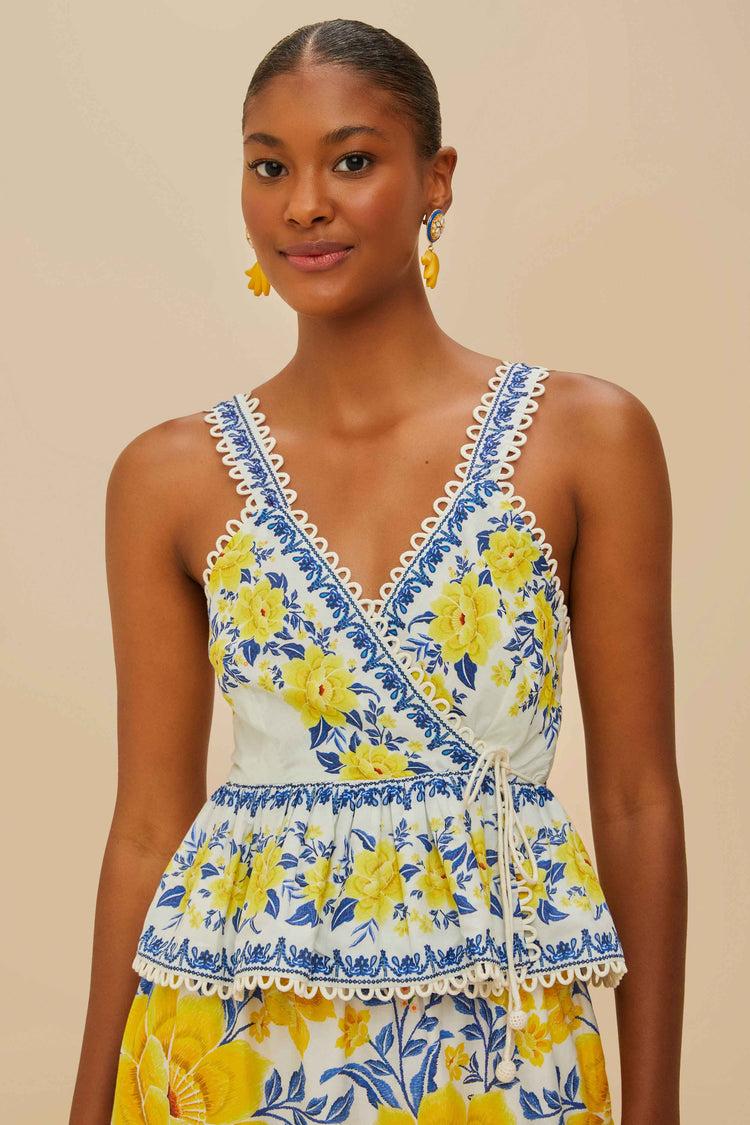 farm rio off-white zuli sleeveless blouse ZULI OFF-WHITE