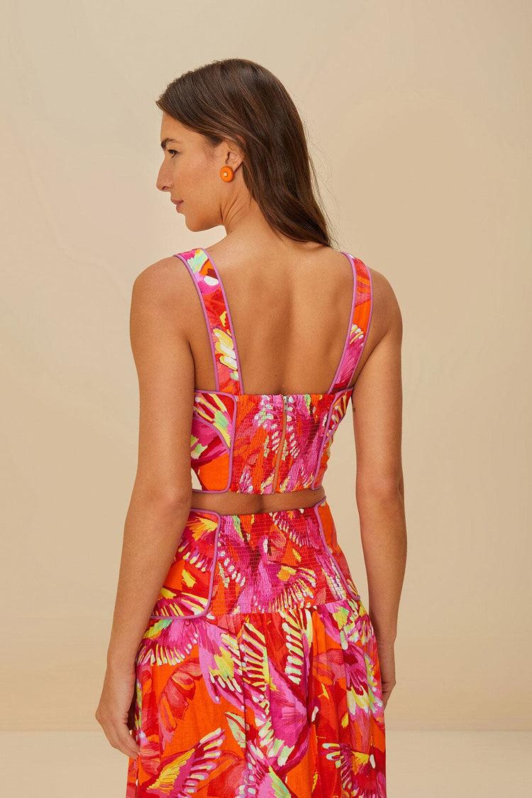 Farm Rio Orange Flying Birds Lenzing™ Ecovero™ Euroflax™ Crop Top FLYING BIRDS ORANGE