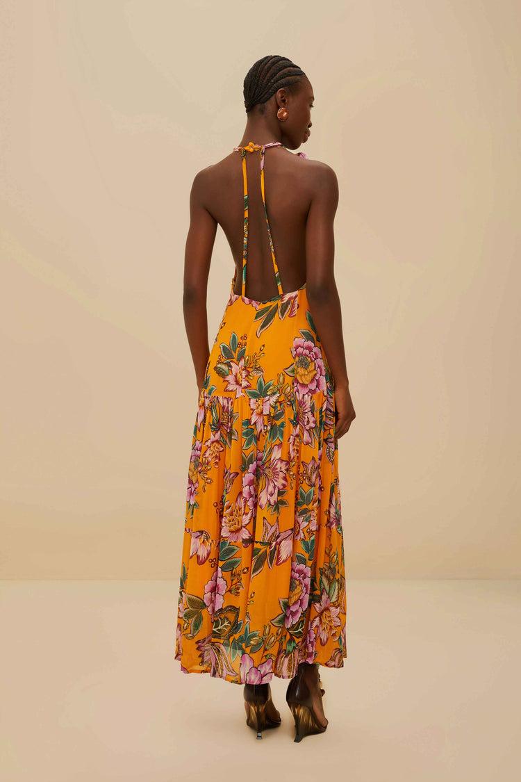 Farm Rio Orange Wonderful Bouquet Maxi Dress WONDERFUL BOUQUET ORANGE