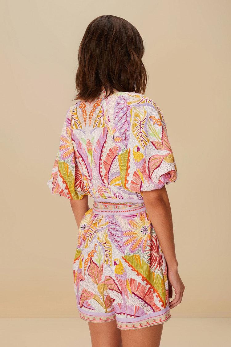 Farm Rio Pearl Jungle Dots Tapestry Lenzing™ Ecovero™ Euroflax™ Romper JUNGLE DOTS TAPESTRY PEARL