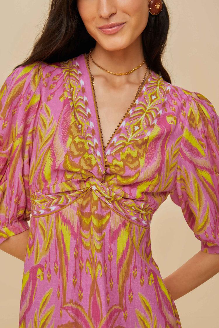 Farm Rio Pineapple Tapestry Pink Midi Dress PINEAPPLE TAPESTRY PINK