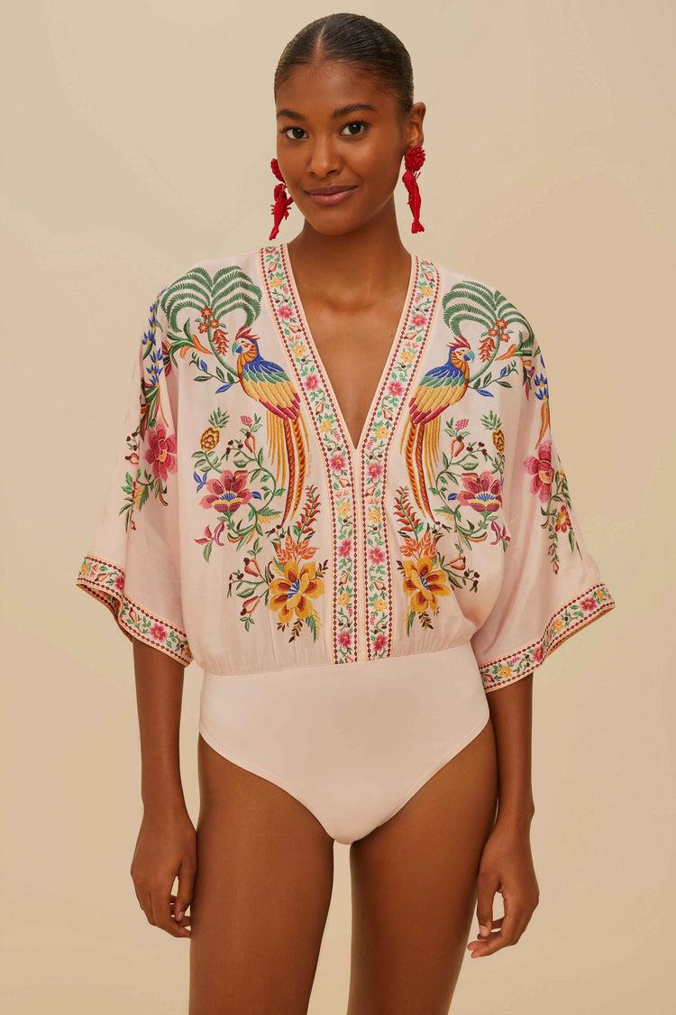 Farm Rio Pink Delicate Forest Bodysuit DELICATE FOREST PINK