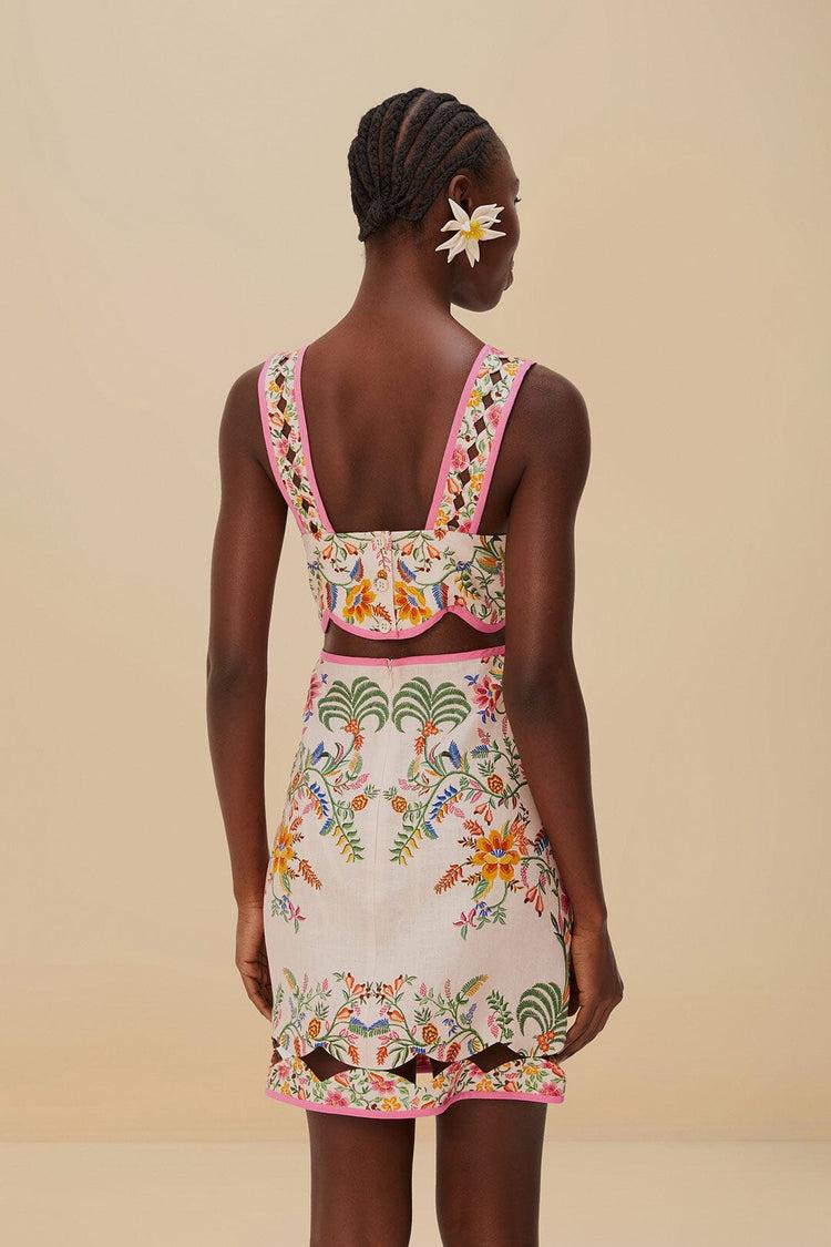 Farm Rio Pink Delicate Forest Euroflax™ Premium Linen Mini Dress DELICATE FOREST PINK