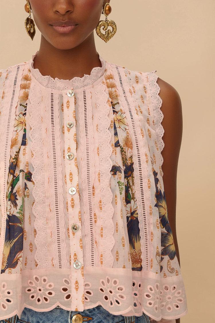 Farm Rio Pink Dream Garden Blouse THE DREAM GARDEN PINK