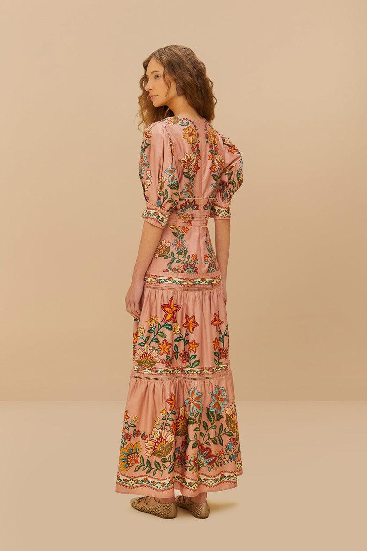 Farm Rio Pink Garden Delight Short Sleeve Maxi Dress GARDEN DELIGHT PINK