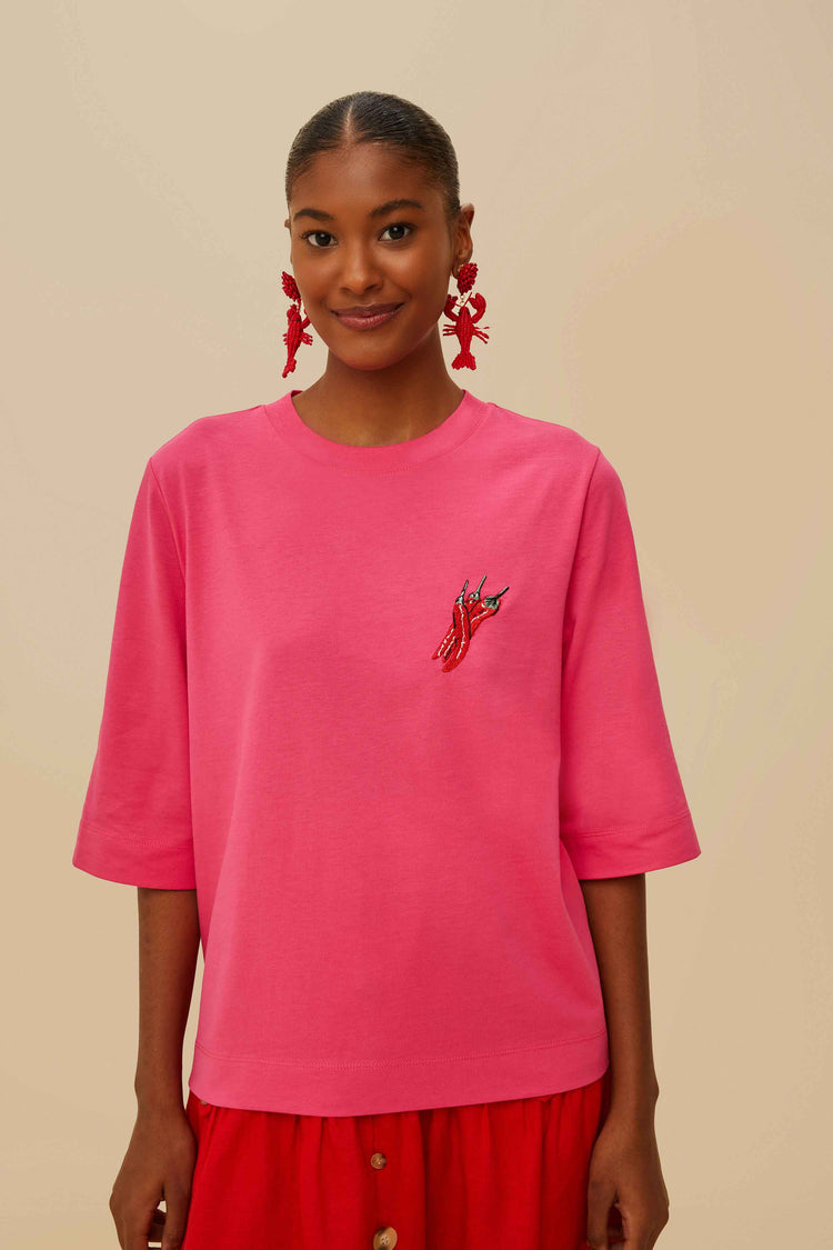 farm rio pink spicy pepper organic cotton t-shirt PINK