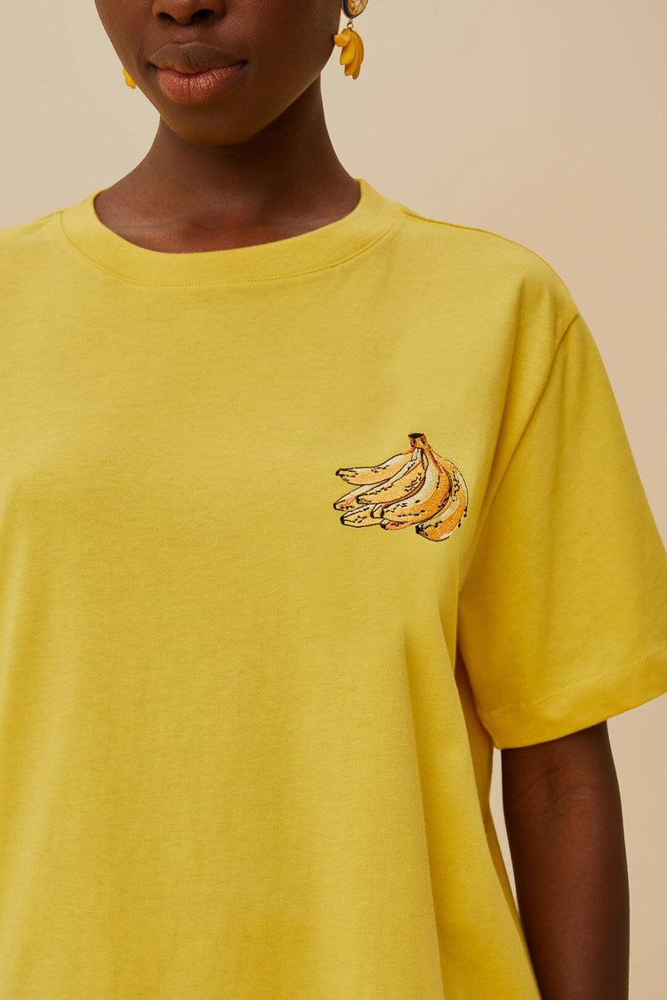 Farm Rio Pink Tropical Bananas Organic Cotton Relaxed T-shirt YELLOW