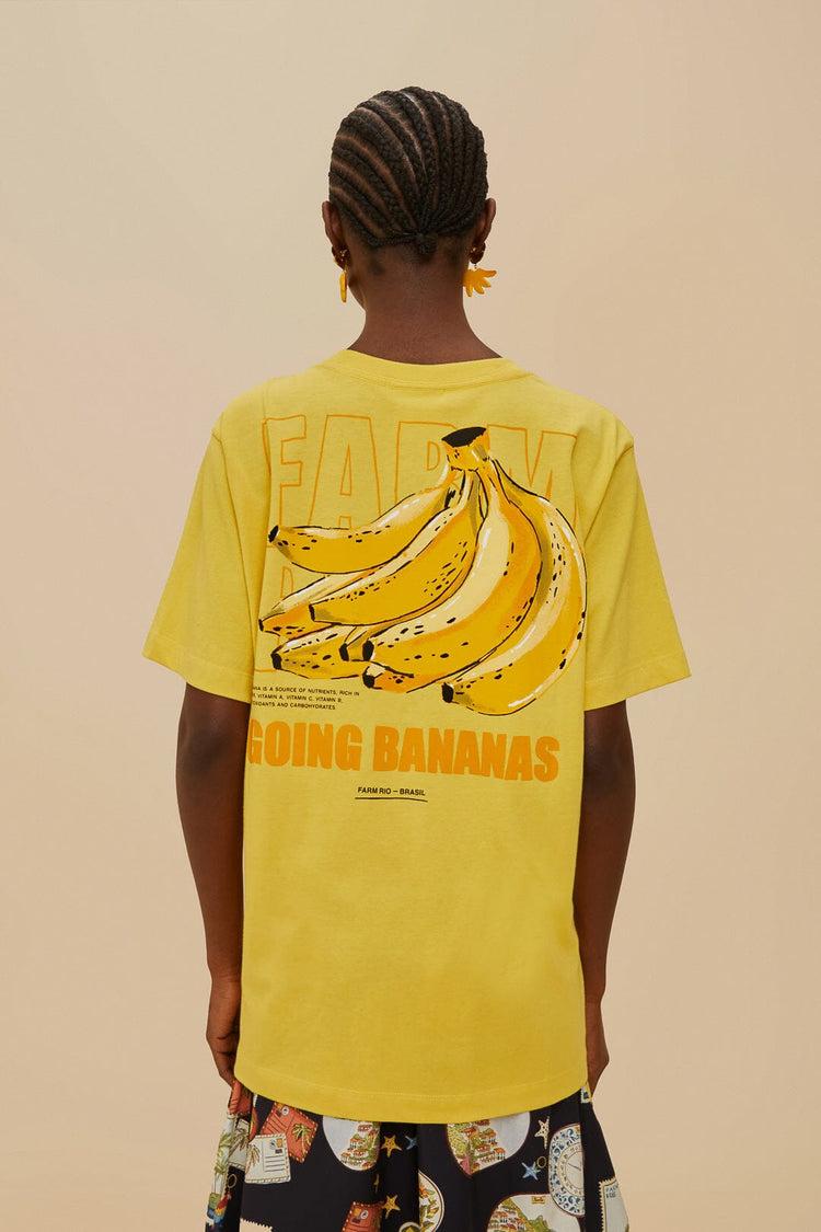 Farm Rio Pink Tropical Bananas Organic Cotton Relaxed T-shirt YELLOW
