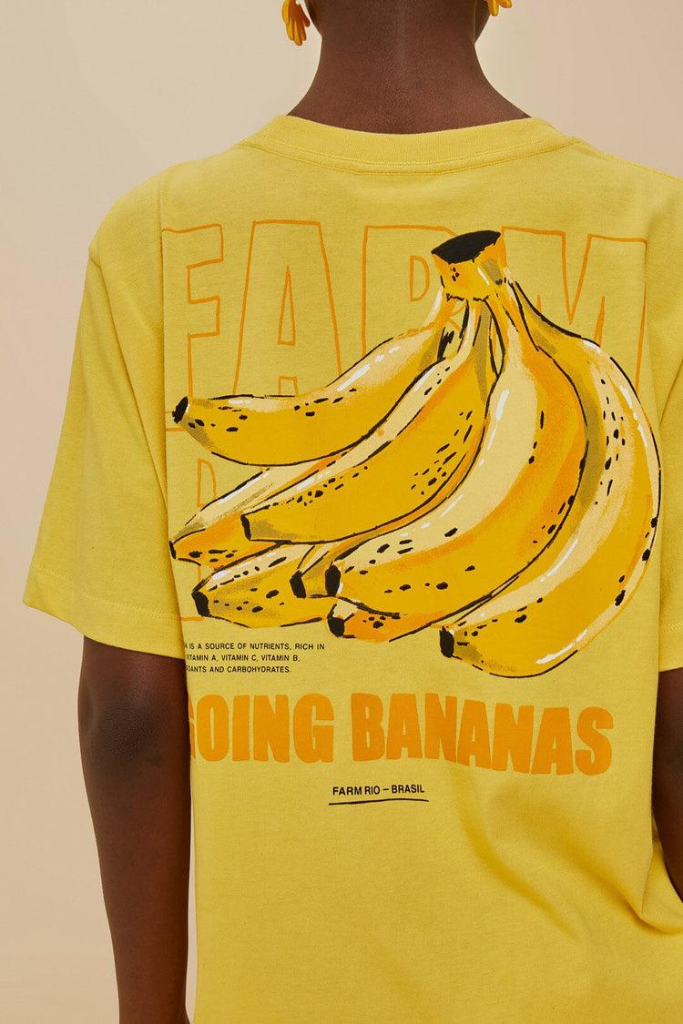Farm Rio Pink Tropical Bananas Organic Cotton Relaxed T-shirt YELLOW