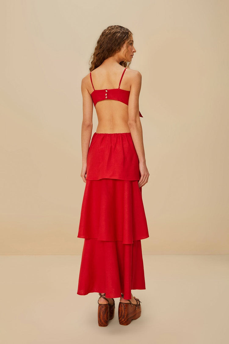 Farm Rio Red Flower Lenzing™ Ecovero™ Euroflax™ Maxi Dress RED