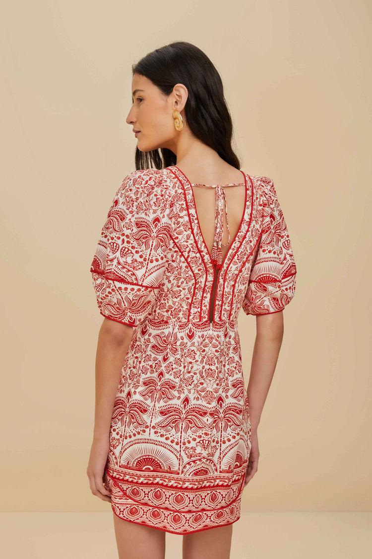 Farm Rio Red River Ride Lenzing™ Ecovero™ Euroflax™ Mini Dress RIVER RIDE RED