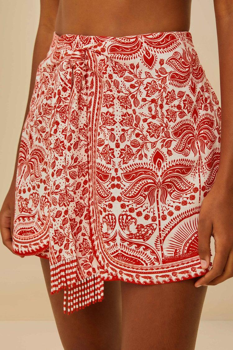 Farm Rio Red River Ride Lenzing™ Ecovero™ Euroflax™ Shorts RIVER RIDE RED