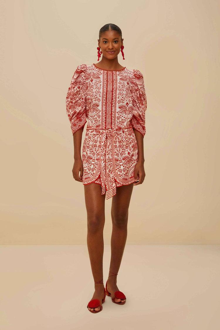 farm rio red river ride lenzing™ ecovero™ euroflax™ shorts RIVER RIDE RED