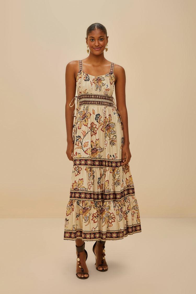 farm rio sand aura floral sleeveless midi dress AURA FLORAL SAND farm rio sand aura floral sleeveless midi dress AURA FLORAL SAND